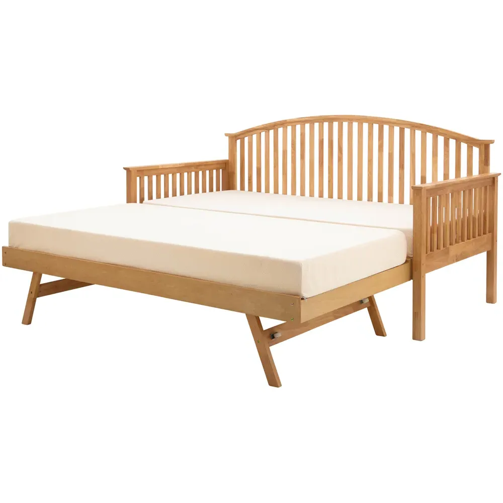 Madrid Single Day Bed with Trundle - Brown, Oak Wood