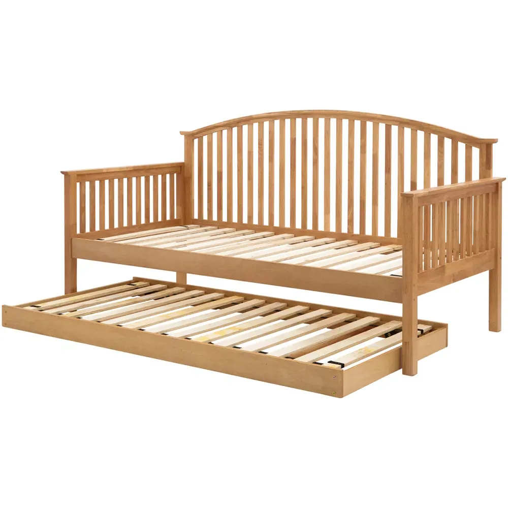 Madrid Single Day Bed with Trundle - Brown, Oak Wood