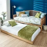 Madrid Single Day Bed with Trundle - Brown, Oak Wood