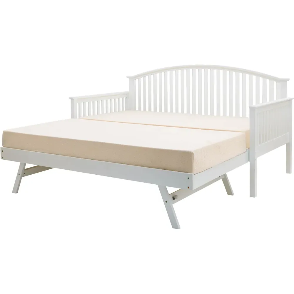 Madrid Single Day Bed with Trundle - White, Wood