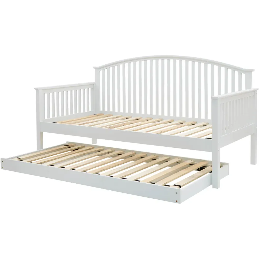 Madrid Single Day Bed with Trundle - White, Wood