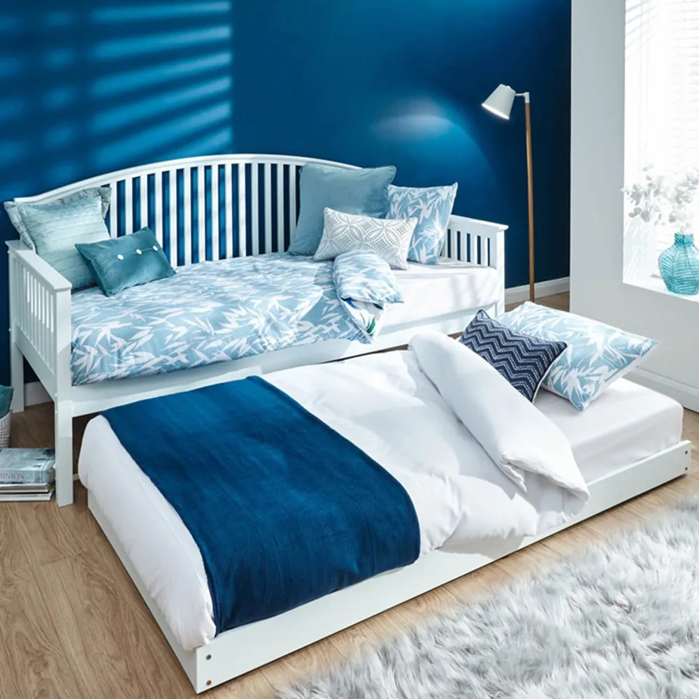 Madrid Single Day Bed with Trundle - White, Wood