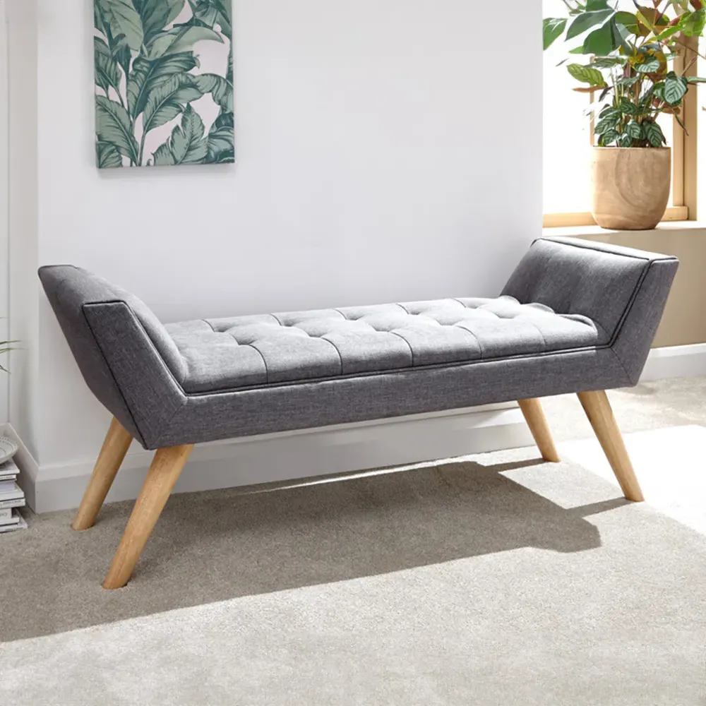 Milan Ottoman Window Seat - Dark Grey