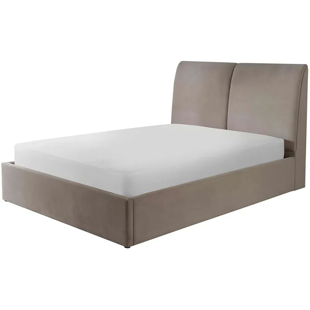 Montrel King Size Ottoman Bed - Cream, Velvet