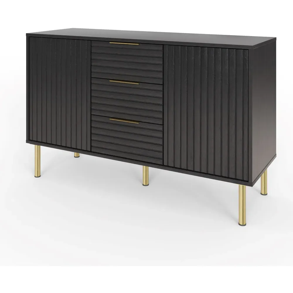 Nervata 2 Door 3 Drawer Sideboard - Black
