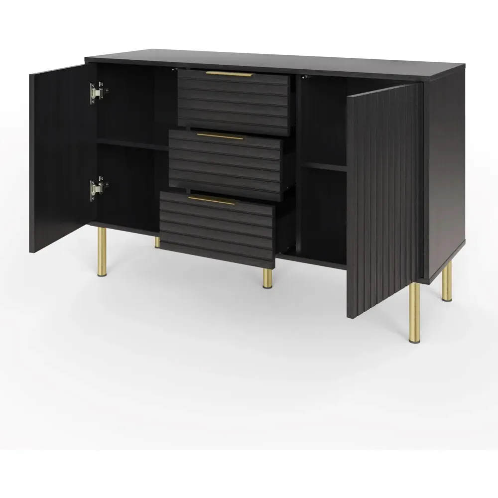 Nervata 2 Door 3 Drawer Sideboard - Black