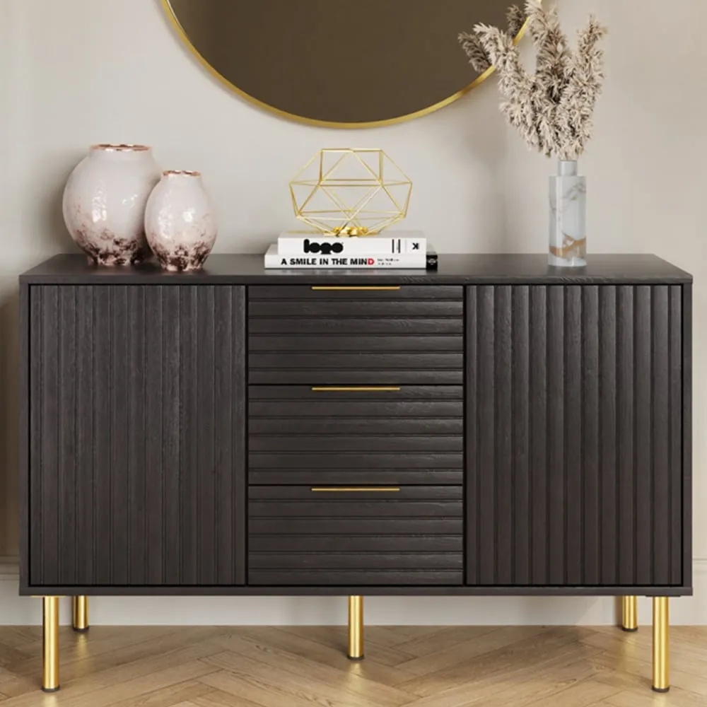 Nervata 2 Door 3 Drawer Sideboard - Black image