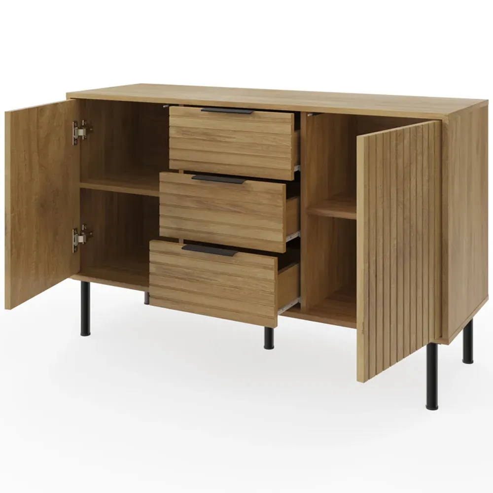 Nervata 2 Door 3 Drawer Sideboard - Oak