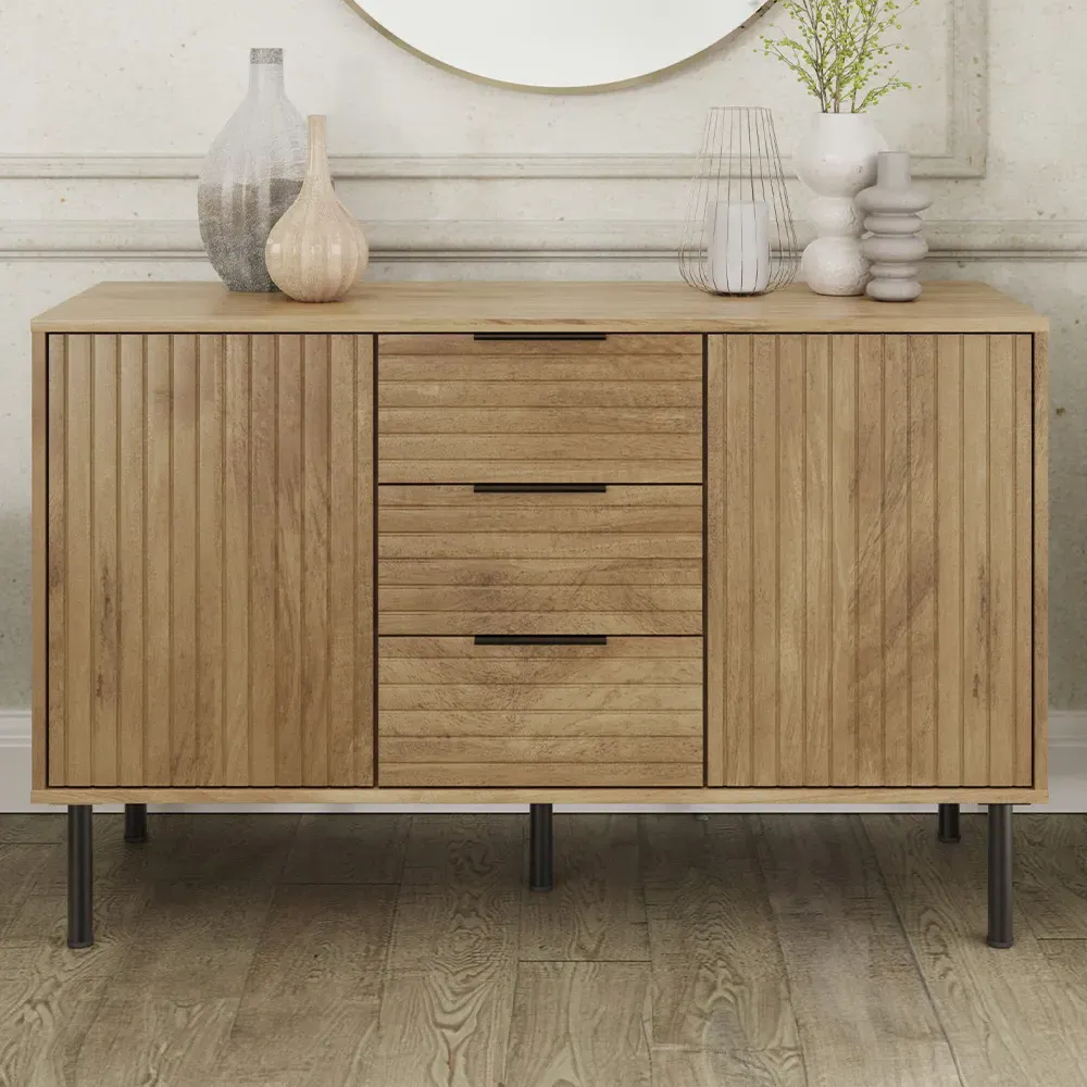 Nervata 2 Door 3 Drawer Sideboard - Oak