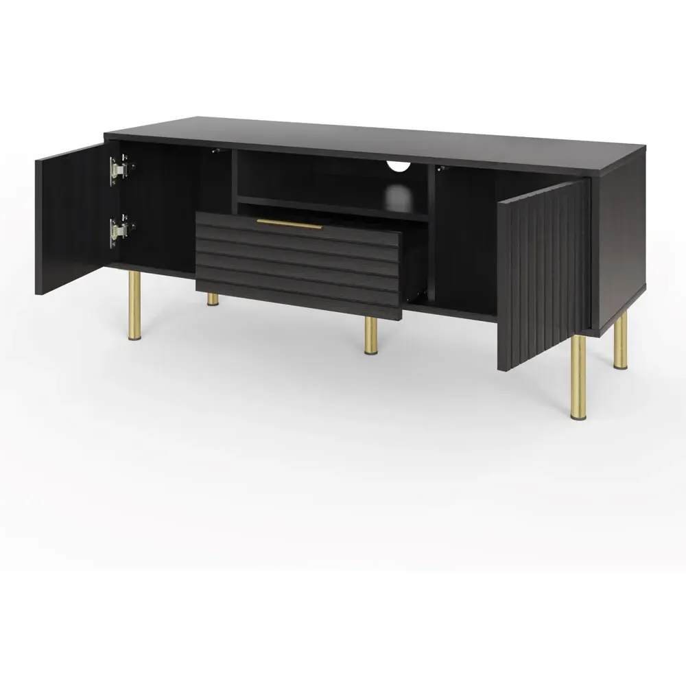 Nervata 2 Door Single Drawer TV Unit - Black