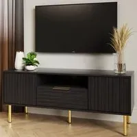 Nervata 2 Door Single Drawer TV Unit - Black