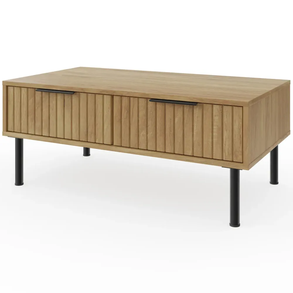 Nervata 2 Drawer Coffee Table - Brown, Oak