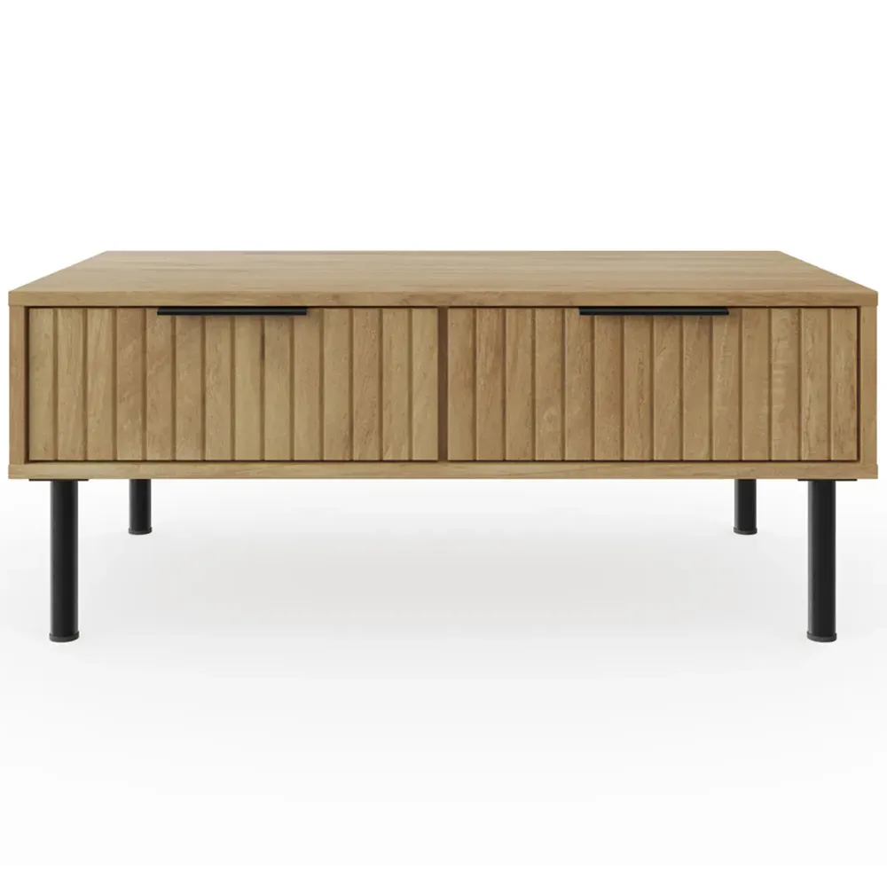 Nervata 2 Drawer Coffee Table - Brown, Oak