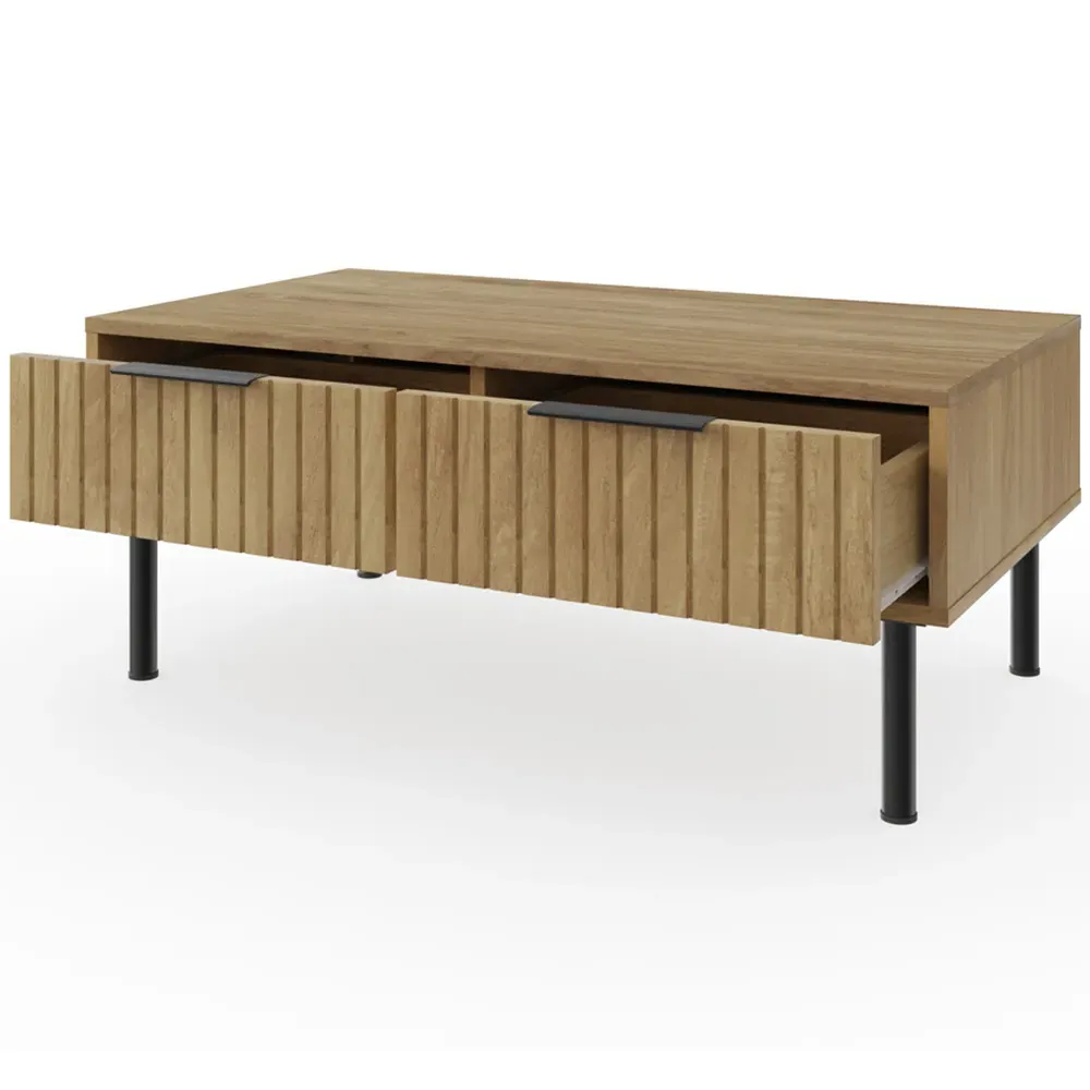 Nervata 2 Drawer Coffee Table - Brown, Oak
