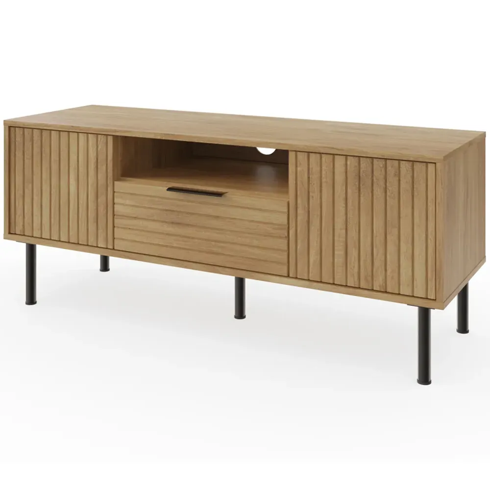 Nervata Single Drawer 2 Door TV Unit - Oak
