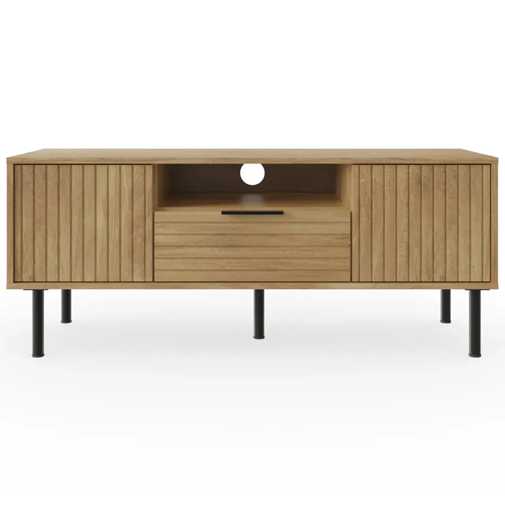 Nervata Single Drawer 2 Door TV Unit - Oak