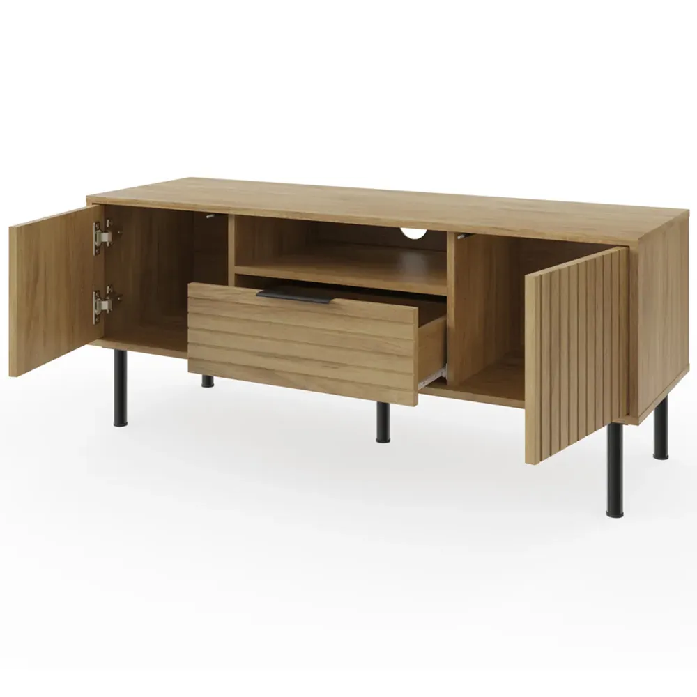 Nervata Single Drawer 2 Door TV Unit - Oak