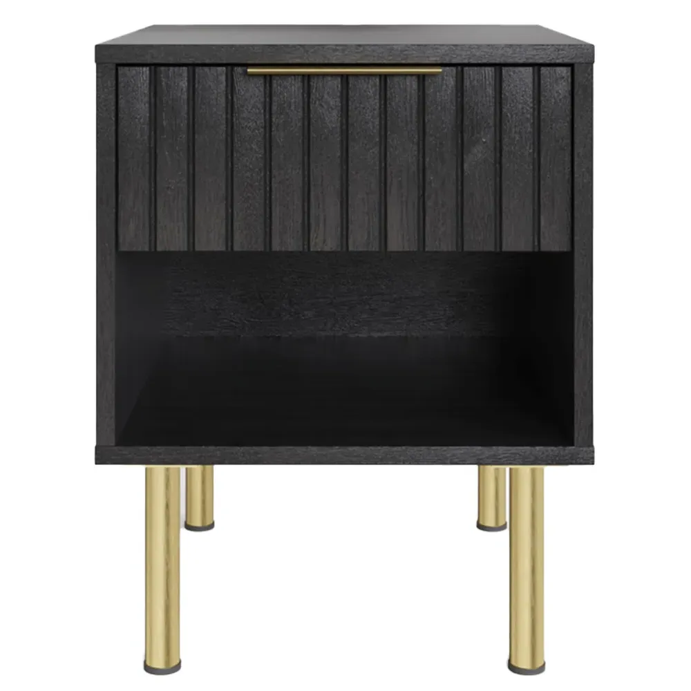 Nervata Single Drawer Lamp Table - Black