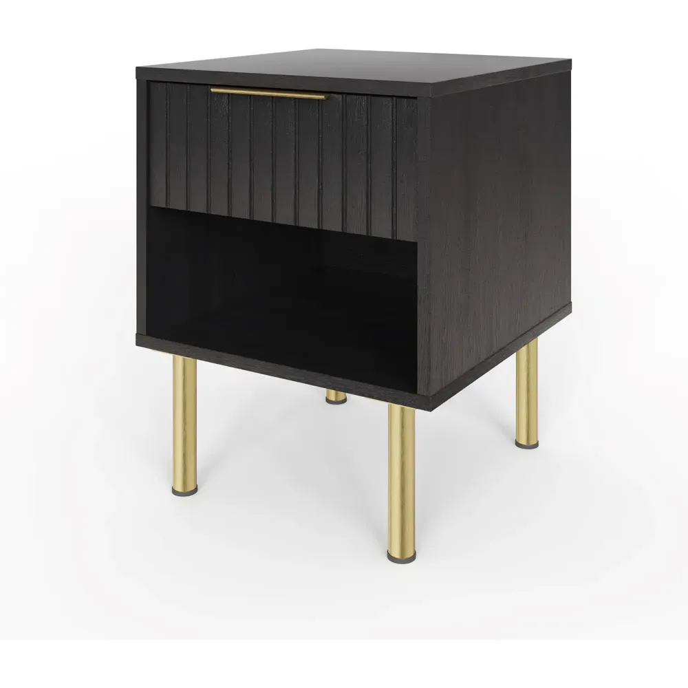 Nervata Single Drawer Lamp Table - Black