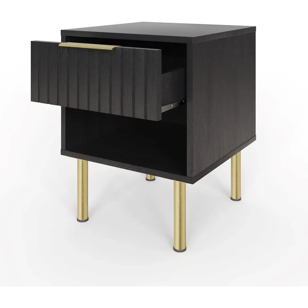 Nervata Single Drawer Lamp Table - Black
