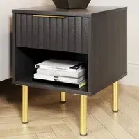 Nervata Single Drawer Lamp Table - Black