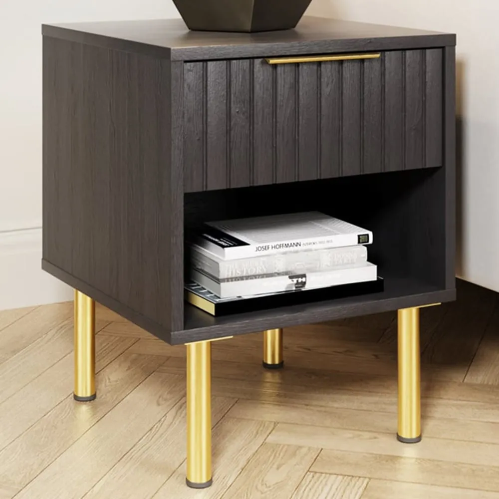 Nervata Single Drawer Lamp Table - Black image