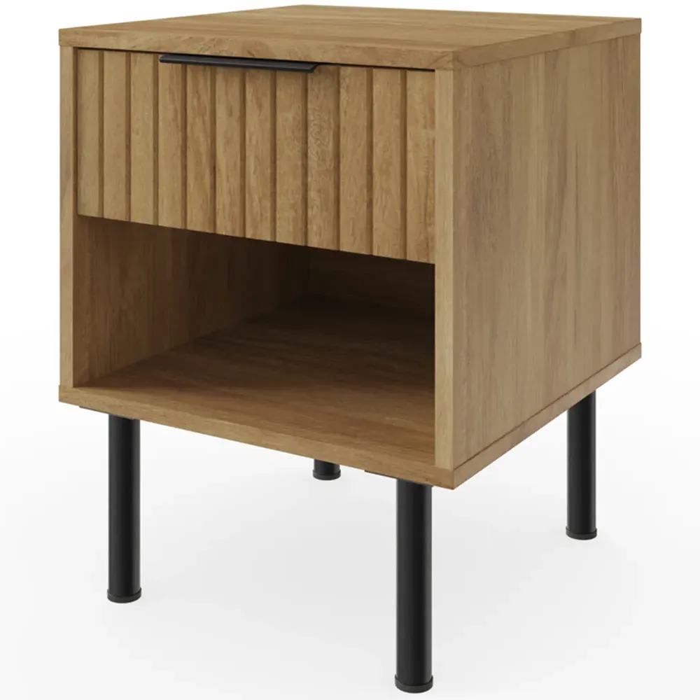 Nervata Single Drawer Lamp Table - Oak