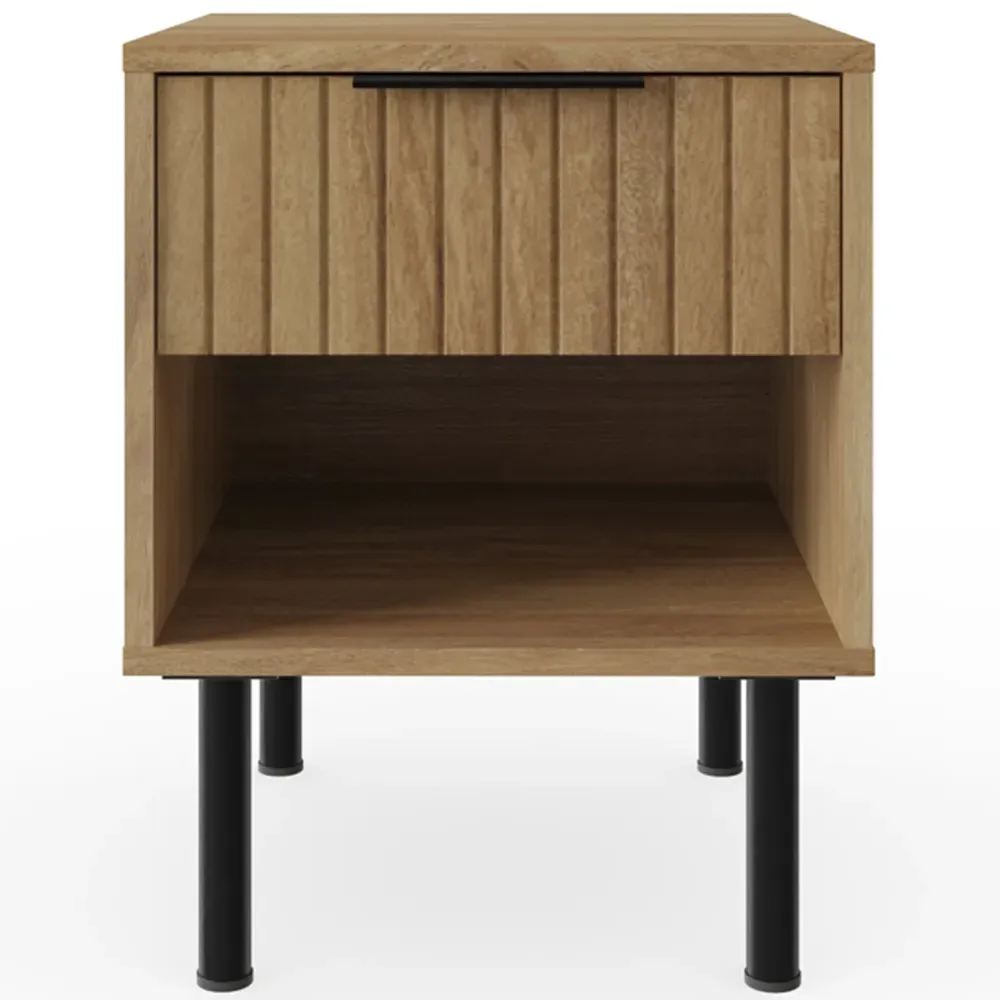 Nervata Single Drawer Lamp Table - Oak