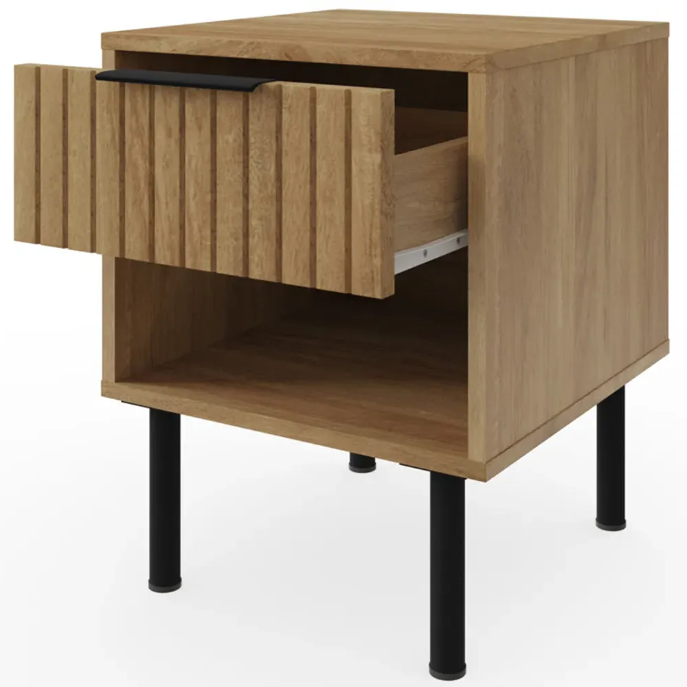 Nervata Single Drawer Lamp Table - Oak