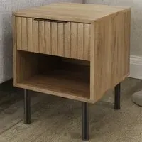 Nervata Single Drawer Lamp Table - Oak