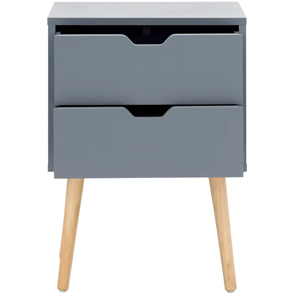 Nyborg 2 Drawer Bedside Table Set of 2 - Dark Grey