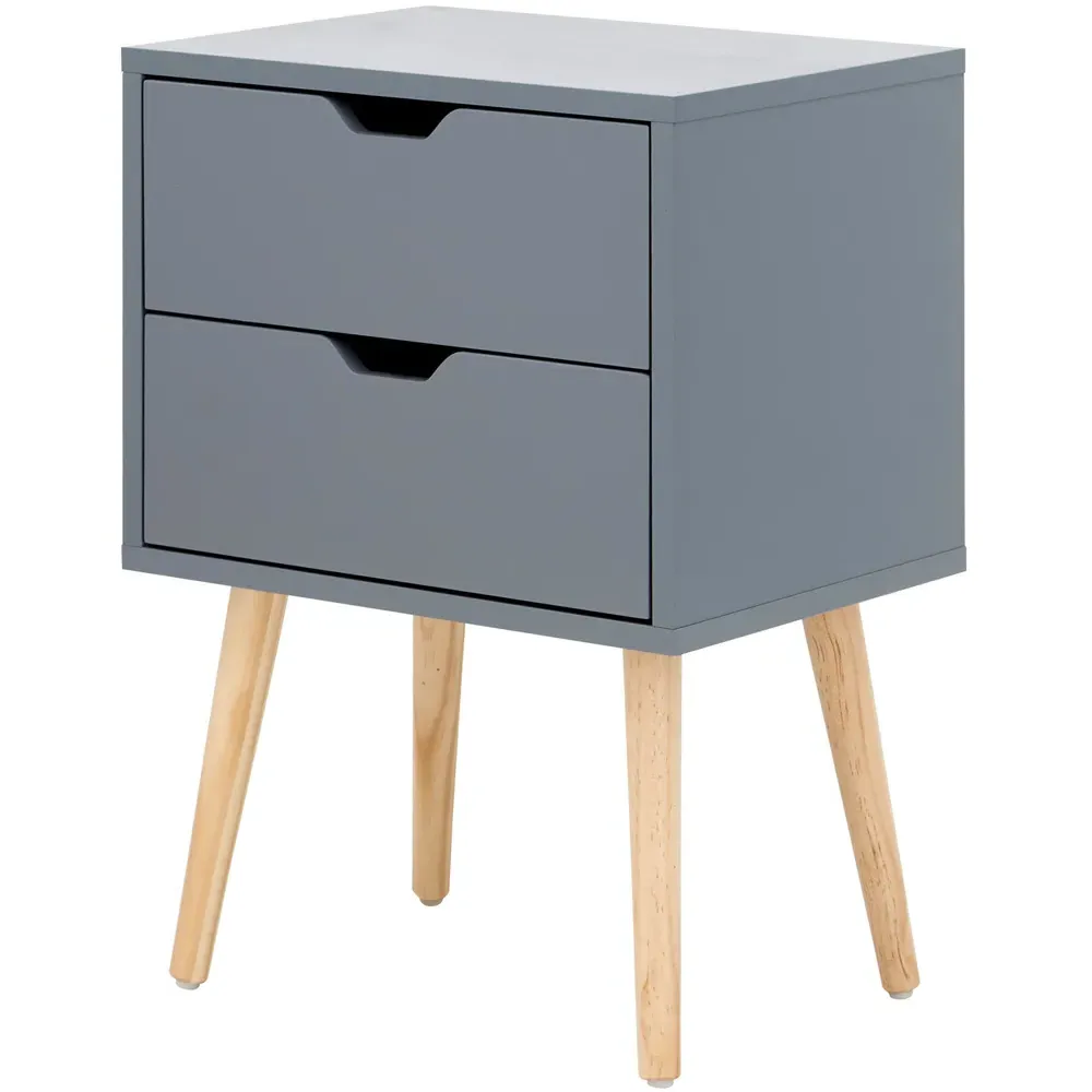 Nyborg 2 Drawer Bedside Table Set of 2 - Dark Grey