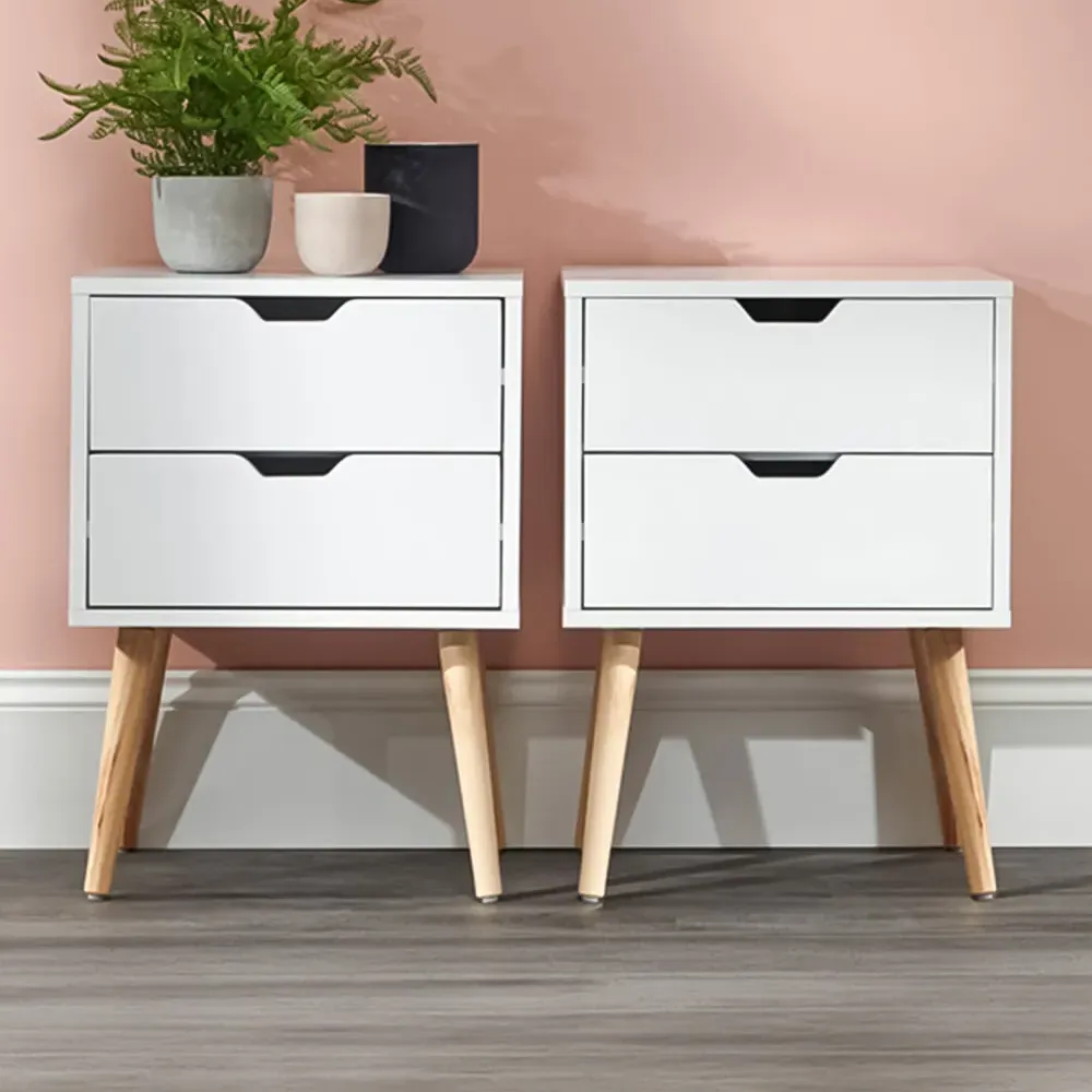 Nyborg 2 Drawer Bedside Table Set of 2 - White image