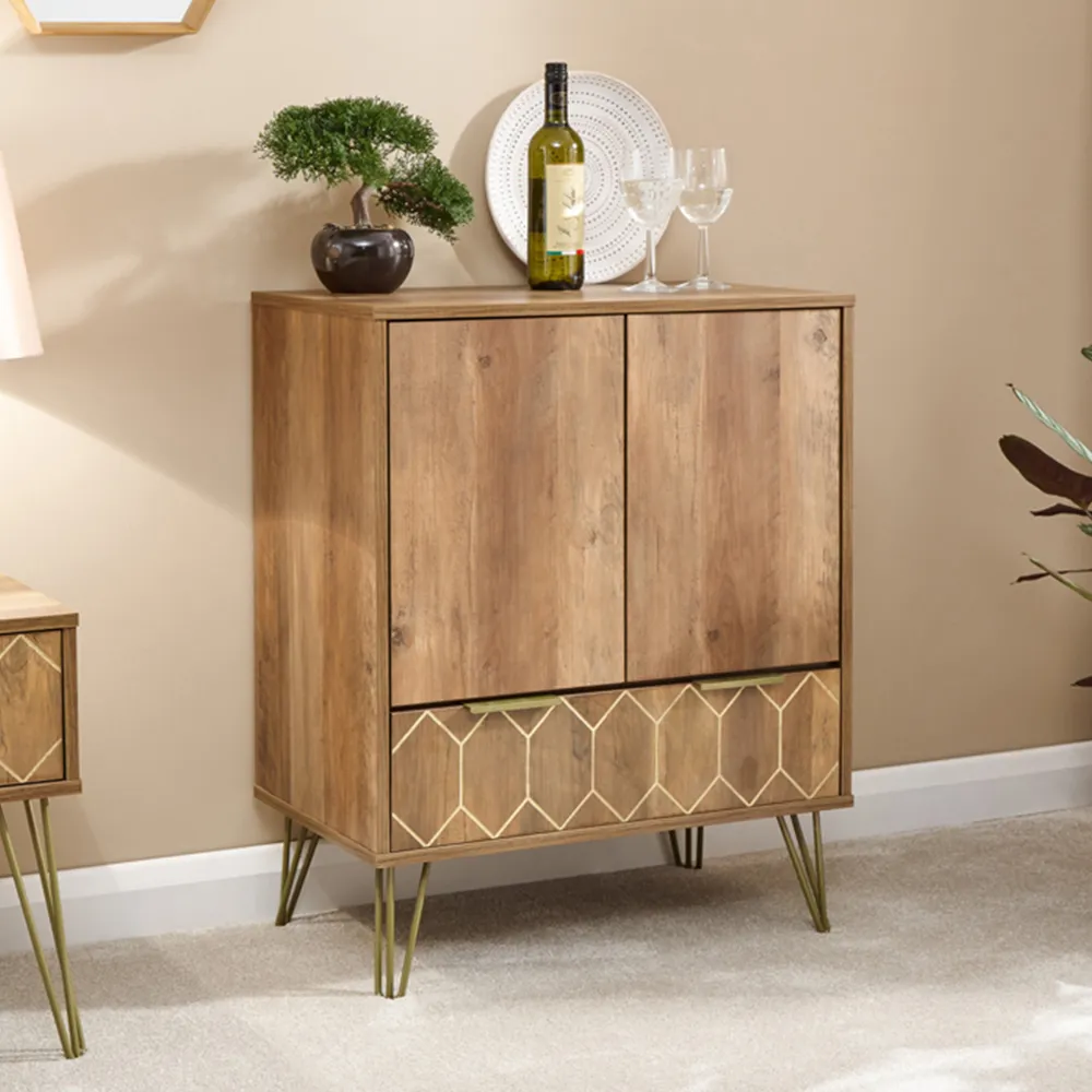 Orleans Wine Cabinet with Storage - Brown, Mango