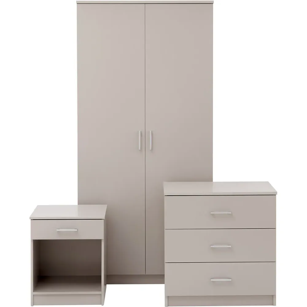Panama 3 Piece Bedroom Furniture Set - Light Grey