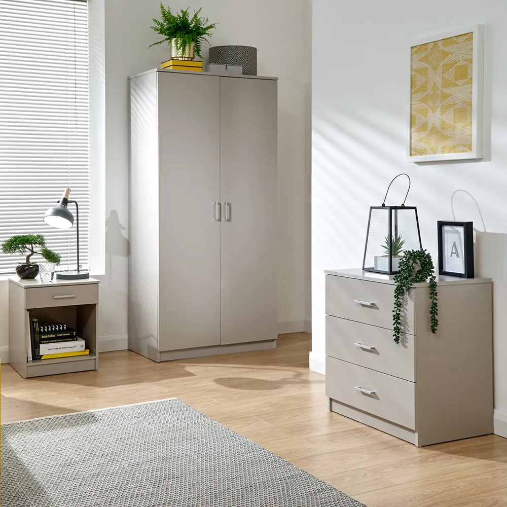 Panama 3 Piece Bedroom Furniture Set - Light Grey