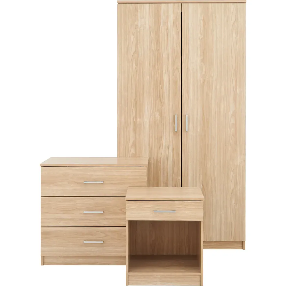 Panama 3 Piece Bedroom Furniture Set - Oak