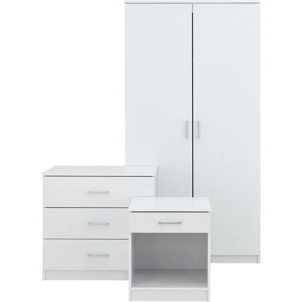 Panama 3 Piece Bedroom Furniture Set - White