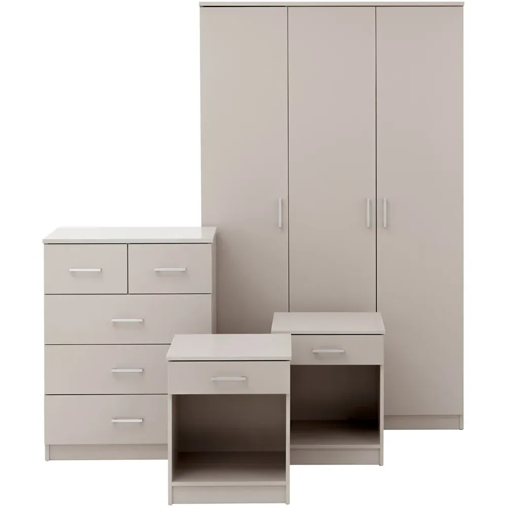 Panama 4 Piece Bedroom Furniture Set - Light Grey