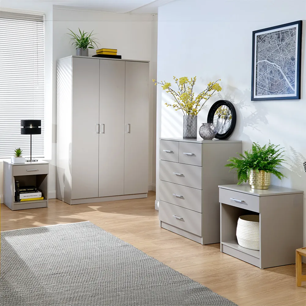 Panama 4 Piece Bedroom Furniture Set - Light Grey