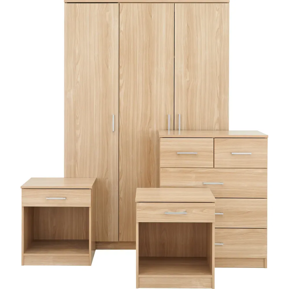 Panama 4 Piece Bedroom Furniture Set - Oak
