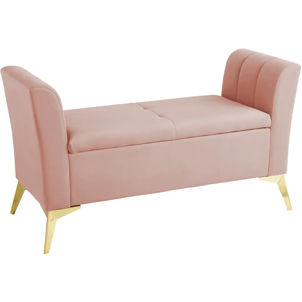 Pettine Ottoman Storage Bench - Blush Pink