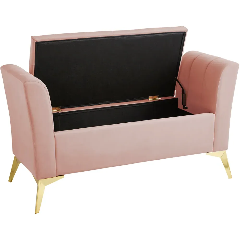 Pettine Ottoman Storage Bench - Blush Pink