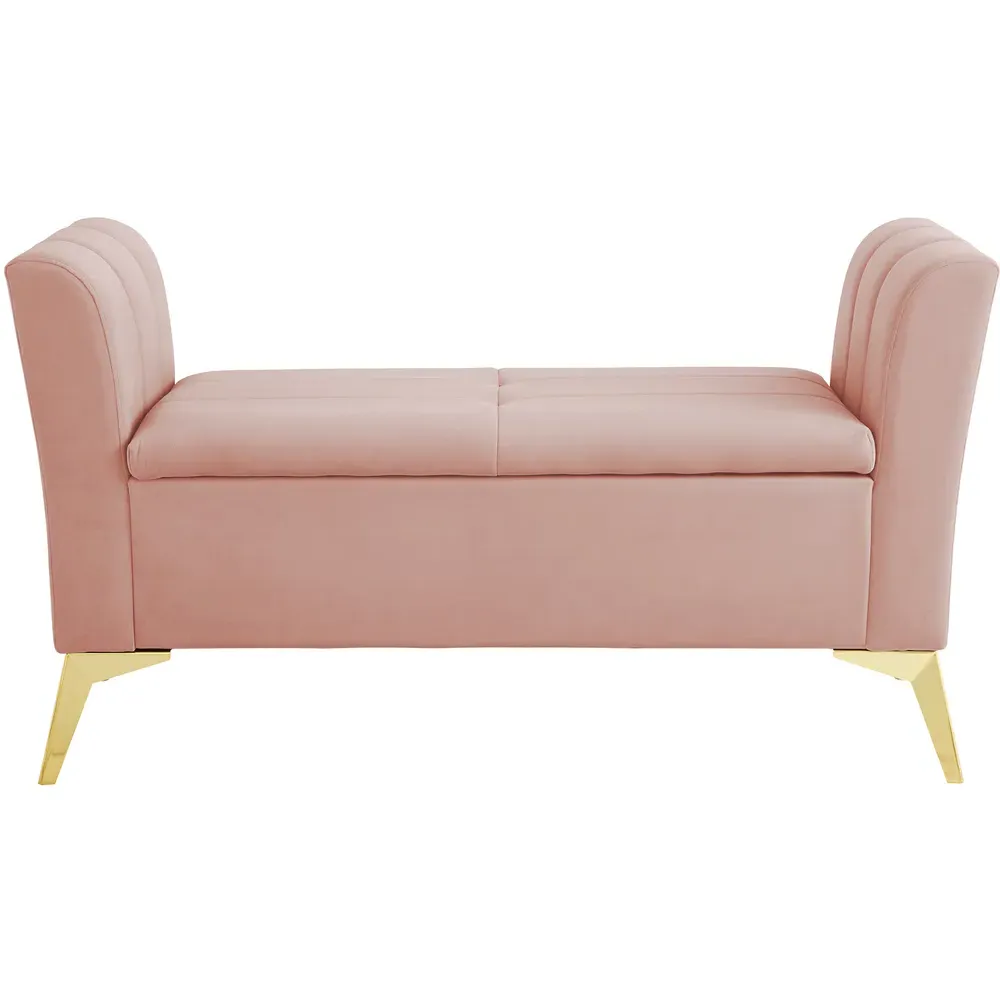 Pettine Ottoman Storage Bench - Blush Pink