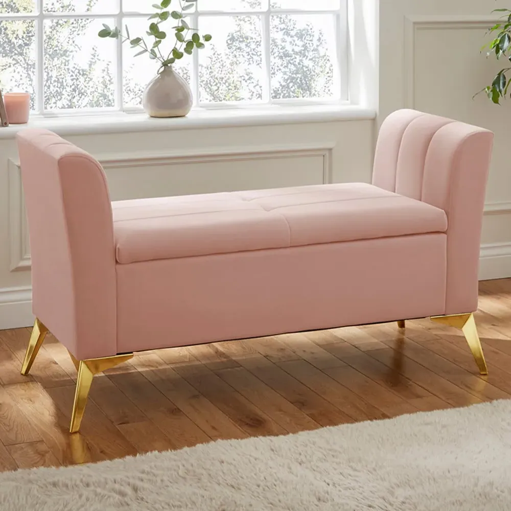 Pettine Ottoman Storage Bench - Blush Pink image