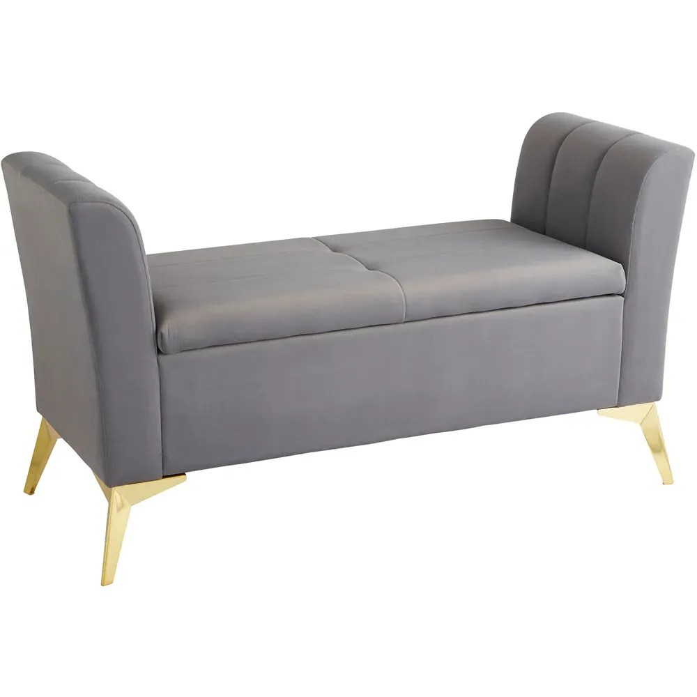 Pettine Ottoman Storage Bench - Grey