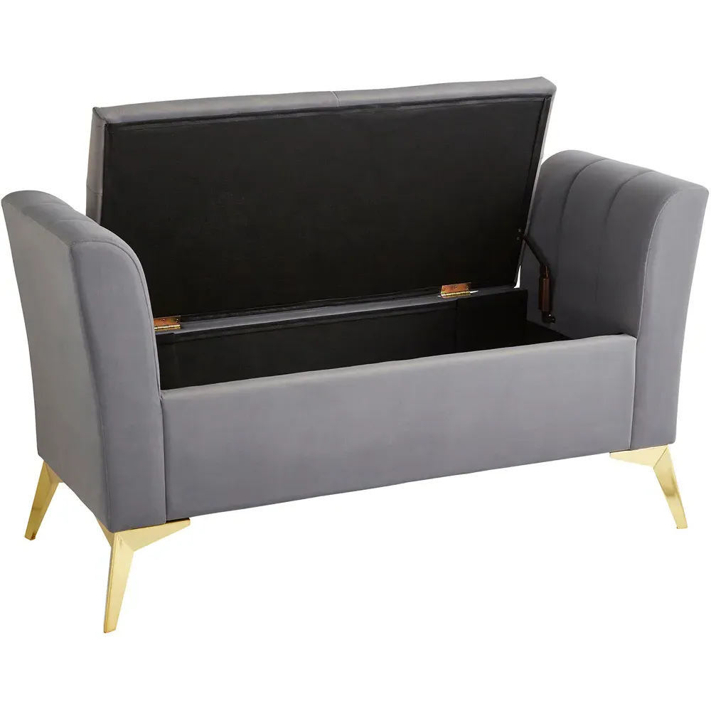 Pettine Ottoman Storage Bench - Grey