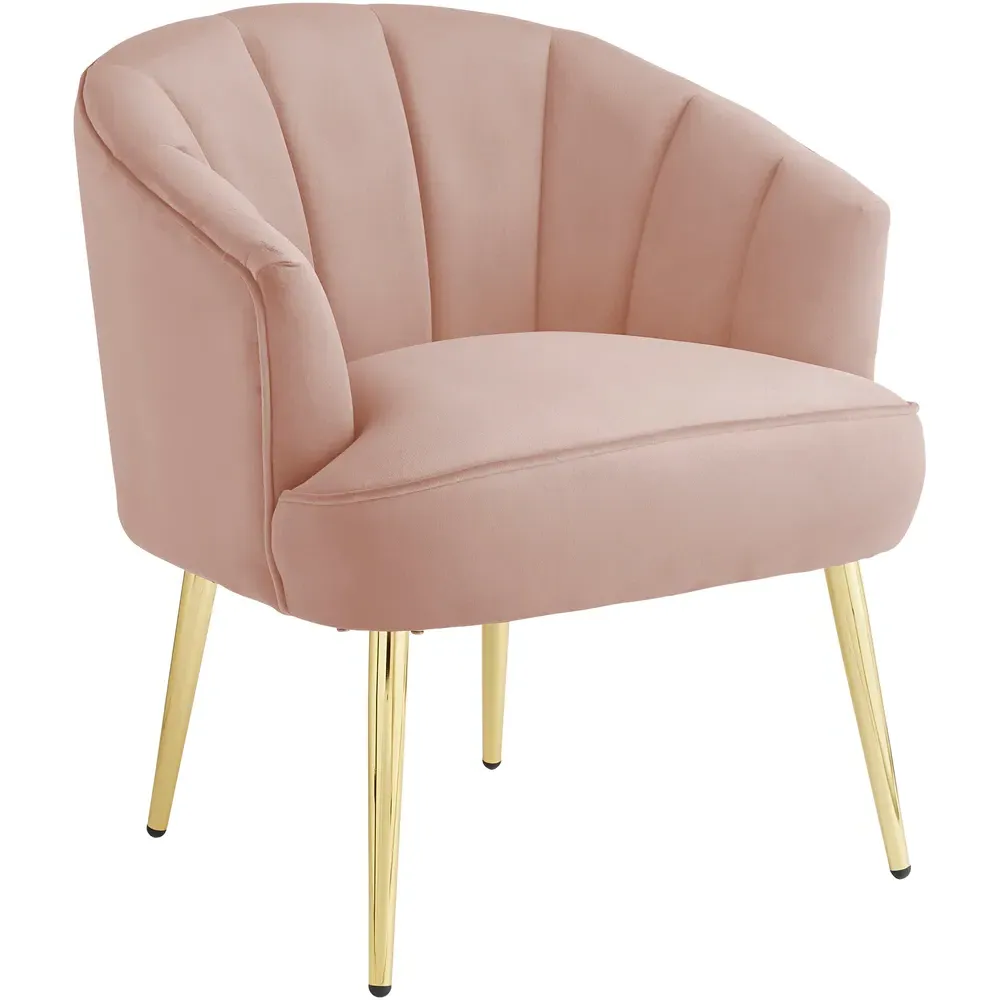 Pettine Plush Fabric Accent Chair - Pink, Velvet