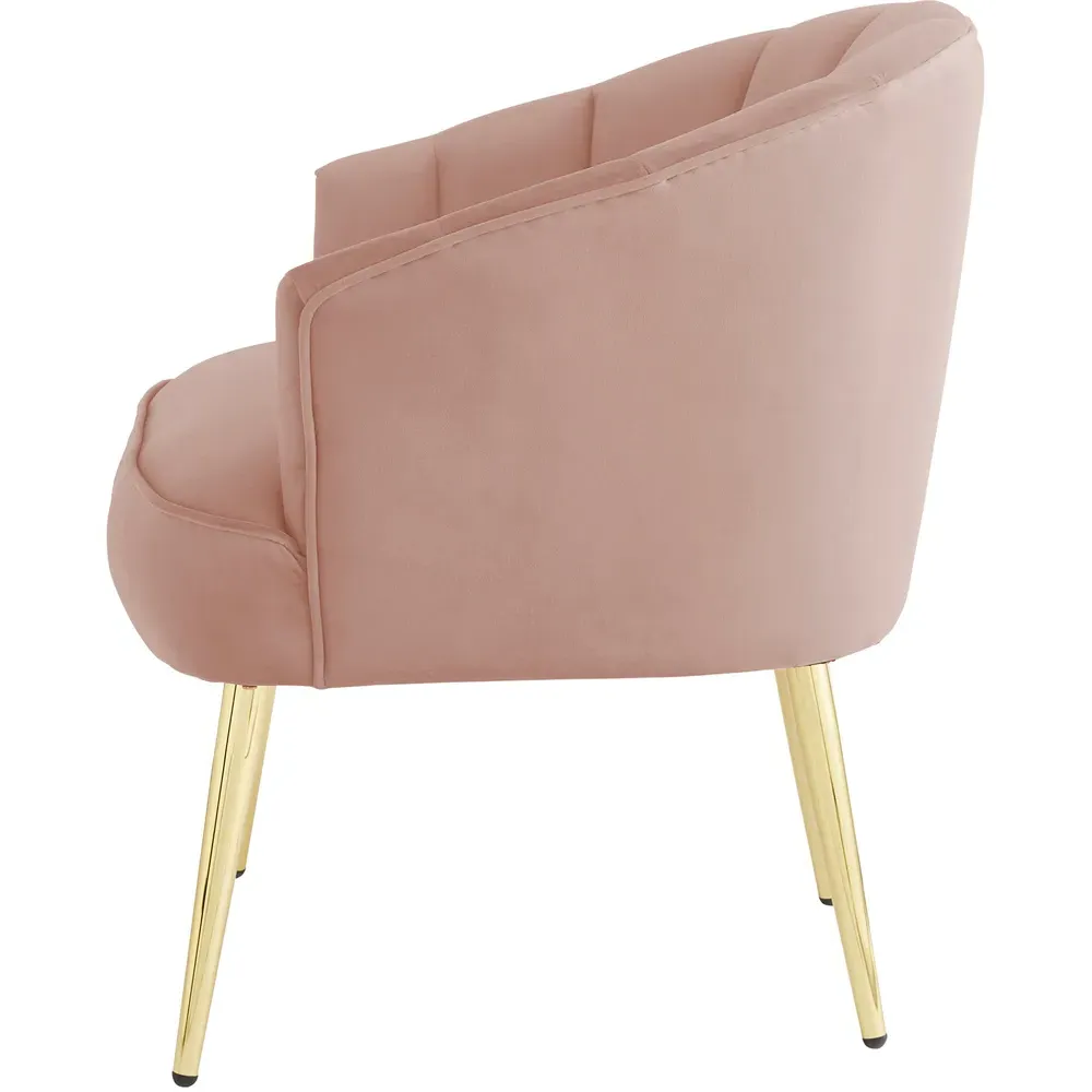 Pettine Plush Fabric Accent Chair - Pink, Velvet