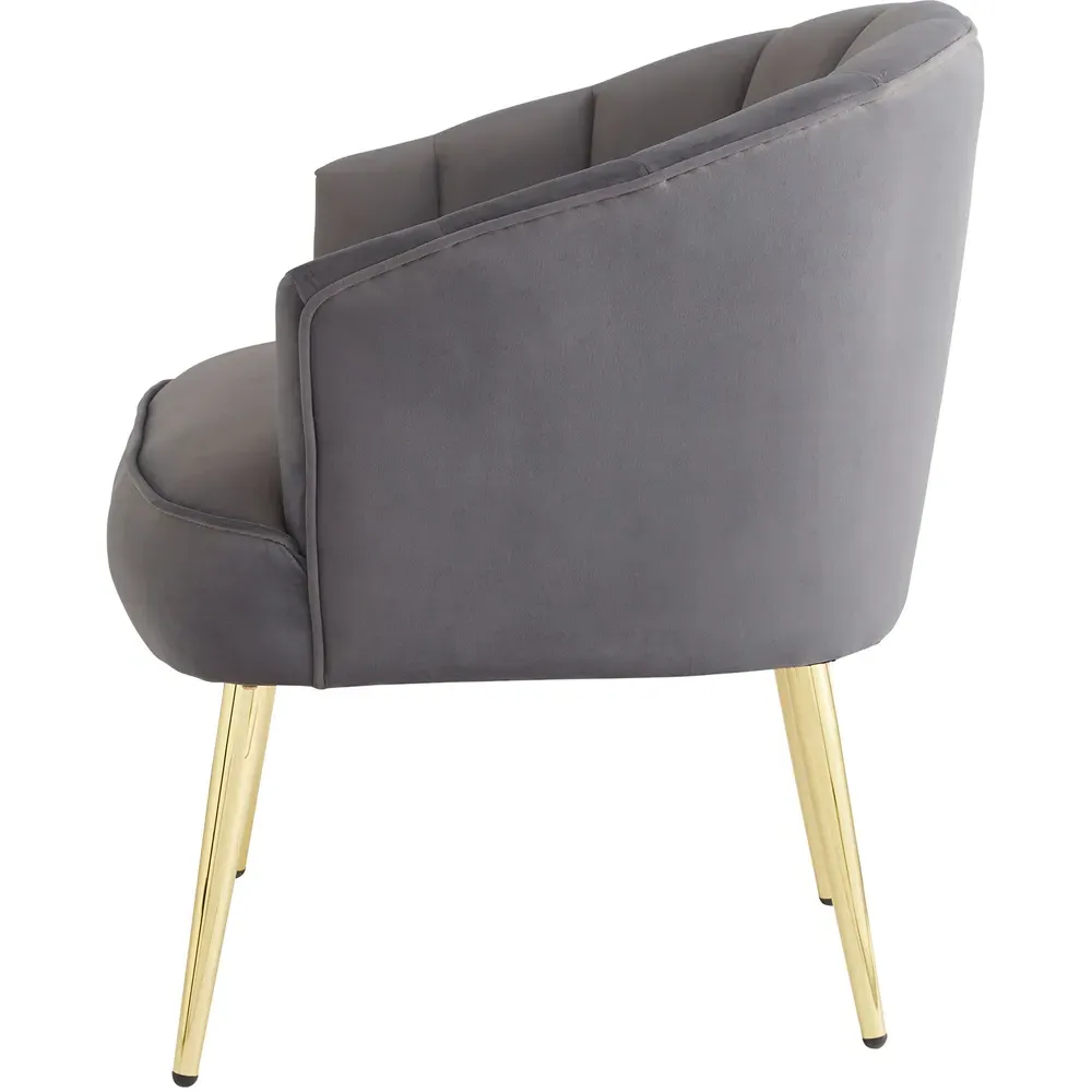Pettine Plush Fabric Chair - Grey, Velvet